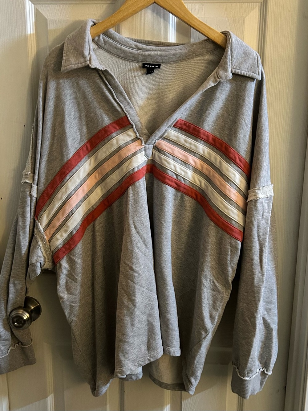 Torrid Grey Cropped Pullover with Striped Detail